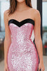 Laden Sie das Bild in den Galerie-Viewer, Rosa Glitzer Herzhals Ballkleid mit Pailletten