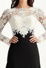 Laden Sie das Bild in den Galerie-Viewer, Weiß und Schwarz A Linie Chiffon Formelle Kleid mit Spitze