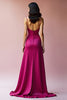 Laden Sie das Bild in den Galerie-Viewer, Fuchsia A Linien Rückenfrei Satin Spaghettiträger Langes Abendkleid mit Schlitz