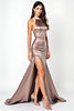 Laden Sie das Bild in den Galerie-Viewer, Altrosa Meerjungfrau Neckholder Satin Langes Abendkleid mit Schlitz