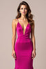 Laden Sie das Bild in den Galerie-Viewer, Fuchsia Meerjungfrau Spaghettiträger Satin Langes Abendkleid