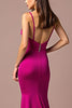 Laden Sie das Bild in den Galerie-Viewer, Fuchsia Meerjungfrau Spaghettiträger Satin Langes Abendkleid
