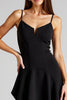 Laden Sie das Bild in den Galerie-Viewer, Schwarz A Linie High Low Falten Formelle Kleid