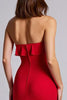 Laden Sie das Bild in den Galerie-Viewer, Rot A Linie Lange Formelle Kleid mit Rüschen