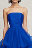 Laden Sie das Bild in den Galerie-Viewer, Königsblau A Linie Trägerlos Asymmetrical Chiffon Lange Formelle Kleid