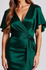 Laden Sie das Bild in den Galerie-Viewer, Dunkelgrün Satin Etui Lange Formelle Kleid