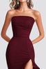 Laden Sie das Bild in den Galerie-Viewer, Bordeaux Meerjungfrau Asymmetrical Lange Formelle Kleid mit Schlitz