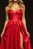 Laden Sie das Bild in den Galerie-Viewer, Rot Herz-Ausschnitt A Linie Lange Satin Abiballkleid mit Schlitz