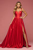 Laden Sie das Bild in den Galerie-Viewer, A Linie Rot Satin Lange Abiballkleid mit Schlitz