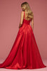 Laden Sie das Bild in den Galerie-Viewer, A Linie Rot Satin Lange Abiballkleid mit Schlitz