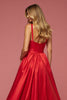 Laden Sie das Bild in den Galerie-Viewer, A Linie Rot Satin Lange Abiballkleid mit Schlitz