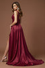Laden Sie das Bild in den Galerie-Viewer, Bordeaux A Linie Eine Schulter Lange Satin Abiballkleid mit Schlitz