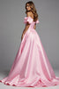 Laden Sie das Bild in den Galerie-Viewer, Rosa Satin A Linie Lange Abiballkleid mit Rüschen
