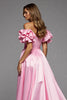 Laden Sie das Bild in den Galerie-Viewer, Rosa A Linie Satin Rüschen Lange Abiballkleid mit Schlitz