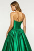 Laden Sie das Bild in den Galerie-Viewer, Dunkelgrün A Linie Trägerlos Lange Satin Abiballkleid mit Schlitz