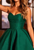 Laden Sie das Bild in den Galerie-Viewer, Dunkelgrün Korsett Satin Herz-Ausschnitt Kurze Party Kleid