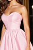 Laden Sie das Bild in den Galerie-Viewer, Pink Satin A Linie Korsett Trägerlos Kurze Party Kleid