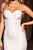 Laden Sie das Bild in den Galerie-Viewer, Weiß Satin Bodycon Herz-Ausschnitt Kurze Party Kleid