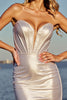 Laden Sie das Bild in den Galerie-Viewer, Metallic Silber Trägerlos Bodycon Kurze Korsett Party Kleid