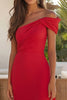 Laden Sie das Bild in den Galerie-Viewer, Rot Eine Schulter Chiffon Sheath Rüschen Formelle Kleid