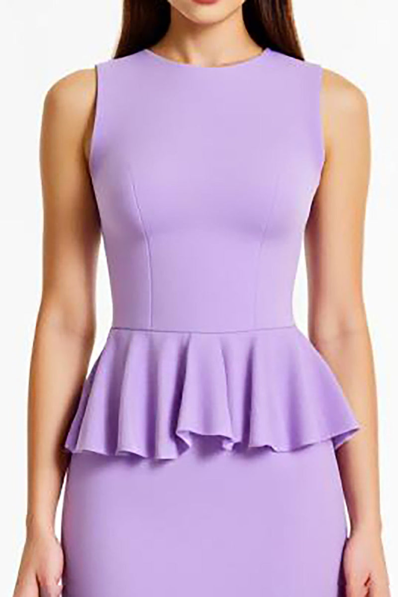 Laden Sie das Bild in den Galerie-Viewer, Lila Sheath Lange Formelle Kleid mit Rüschen