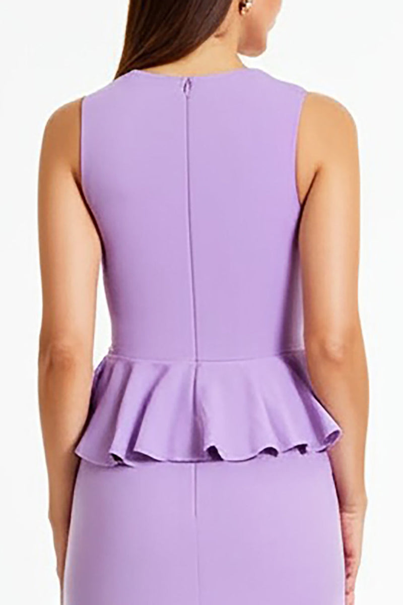 Laden Sie das Bild in den Galerie-Viewer, Lila Sheath Lange Formelle Kleid mit Rüschen