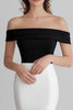 Laden Sie das Bild in den Galerie-Viewer, Schwarz und Weiß Schulterfreie Meerjungfrau Satin Lange Formelle Kleid