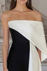 Laden Sie das Bild in den Galerie-Viewer, Schwarz und Weiß Sheath Satin Eine Schulter Lange Formelle Kleid