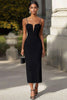 Laden Sie das Bild in den Galerie-Viewer, Schwarz Formelle Kleid Damen Satin Sheath Lange Spaghettiträger V Ausschnitt Kleid