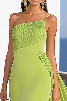 Zitronengrün Meerjungfrau Eine Schulter Lange Chiffon Formelle Kleid