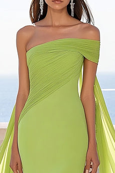 Zitronengrün Chiffon Meerjungfrau Lange Formelle Kleid mit Schlitz