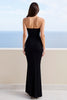 Laden Sie das Bild in den Galerie-Viewer, Schwarz Herz Ausschnitt Sheath Satin Lange Formelle Kleid mit Schlitz