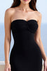 Laden Sie das Bild in den Galerie-Viewer, Schwarz Herz Ausschnitt Sheath Satin Lange Formelle Kleid mit Schlitz