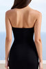 Laden Sie das Bild in den Galerie-Viewer, Schwarz Herz Ausschnitt Sheath Satin Lange Formelle Kleid mit Schlitz