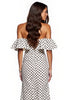 Laden Sie das Bild in den Galerie-Viewer, Schwarz und Weiß Sheath Polka Dot Maxi Formelle Kleid mit Schlitz