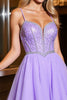 Laden Sie das Bild in den Galerie-Viewer, Glitzer Lila A Linie Kurze Tüll Party Kleid mit Perlen