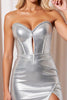 Laden Sie das Bild in den Galerie-Viewer, Glitzer Silber Metallic Enges Kurze Korsett Party Kleid mit Perlen