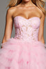 Laden Sie das Bild in den Galerie-Viewer, Herz-Ausschnitt Pink Rüschend Kurze Korsett Party Kleid mit Spitze