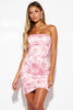 Laden Sie das Bild in den Galerie-Viewer, Blumen Pink Trägerlos Kurze Enges Satin Party Kleid