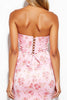 Laden Sie das Bild in den Galerie-Viewer, Blumen Pink Trägerlos Kurze Enges Satin Party Kleid