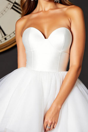 Weiß Herz-Ausschnitt A Linie Kurze Party Kleid