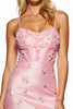 Laden Sie das Bild in den Galerie-Viewer, Blumen Pink Kurze Spaghettiträger Satin Party Kleid
