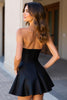 Laden Sie das Bild in den Galerie-Viewer, Glitzer Schwarz Herz-Ausschnitt Kurze Satin Party Kleid mit 3D Blume