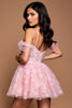 Laden Sie das Bild in den Galerie-Viewer, Spitze Pink A Linie Tüll Kurze Korsett Party Kleid