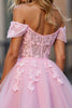 Laden Sie das Bild in den Galerie-Viewer, Blumen Pink Tüll Schulterfreie Kurze Korsett Party Kleid