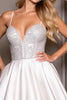 Laden Sie das Bild in den Galerie-Viewer, Glitzer Weiß Kurze A Linie Satin Party Kleid mit Perlen