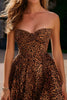 Laden Sie das Bild in den Galerie-Viewer, Khaki Leopard Tüll Bedruckte Herz-Ausschnitt Kurze Party Kleid