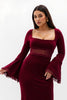 Laden Sie das Bild in den Galerie-Viewer, Burgunderrot Flatterärmel Lang Ballkleid mit Spitze