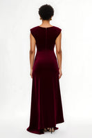 Laden Sie das Bild in den Galerie-Viewer, Einfaches Burgunderrot Sheath Asymmetrisches Lang Feiertags Party Kleid