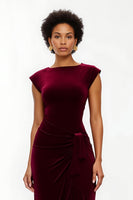 Laden Sie das Bild in den Galerie-Viewer, Einfaches Burgunderrot Sheath Asymmetrisches Lang Feiertags Party Kleid
